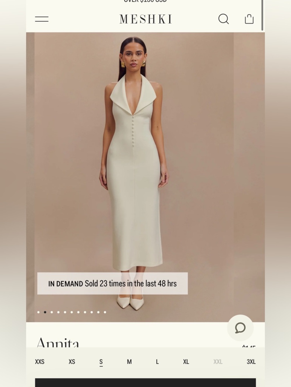 Meshki Annita Strapless Halter Midi Dress in Ivory
